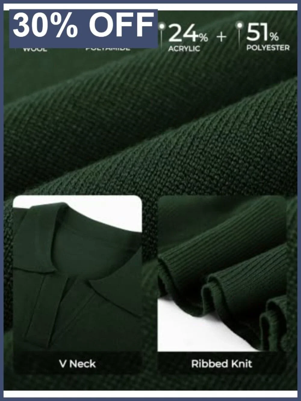 Women Wool Blend V Neck Long Sleeve Polo Collar Sweater Pullover